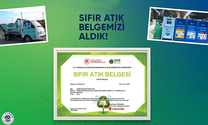 Şarköy Belediyesi, başarısını “Sıfır Atık Belgesi” ile tescillendirdi