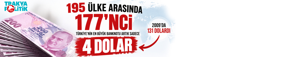 195 ÜLKE ARASINDA 177’NCİ: TÜRKİYE’NİN EN BÜYÜK BANKNOTU ARTIK SADECE 4 DOLAR